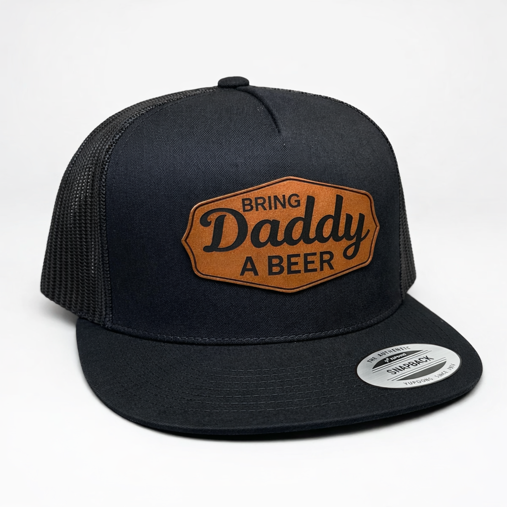 QUICK ORDER Bring daddy a beer hat - brown leather patch