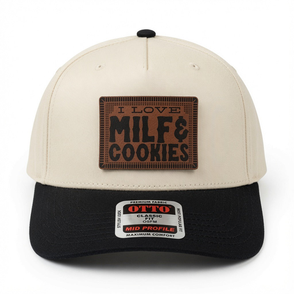 QUICK ORDER I love MILF & cookies hat - brown leather patch