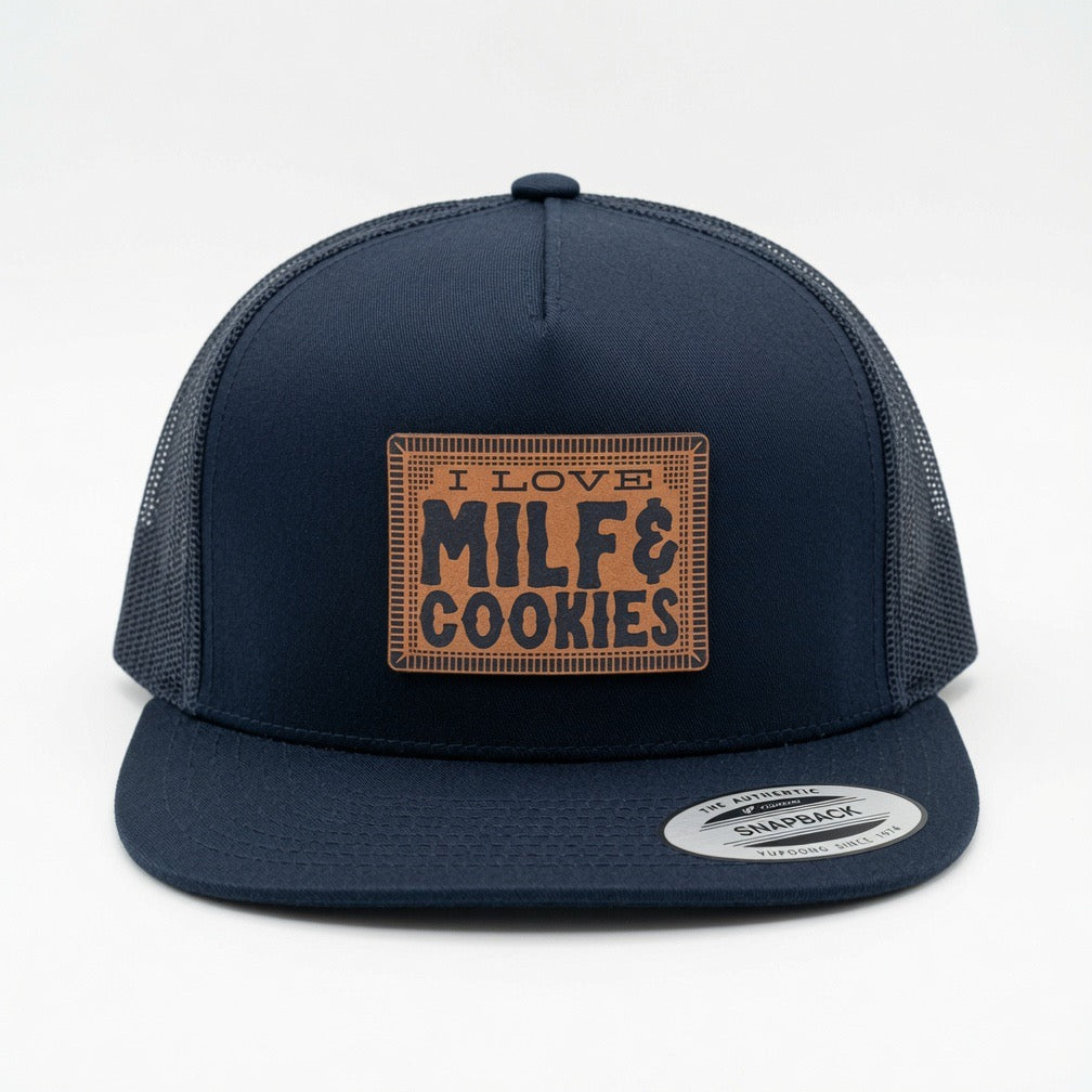 QUICK ORDER I love MILF & cookies hat - brown leather patch