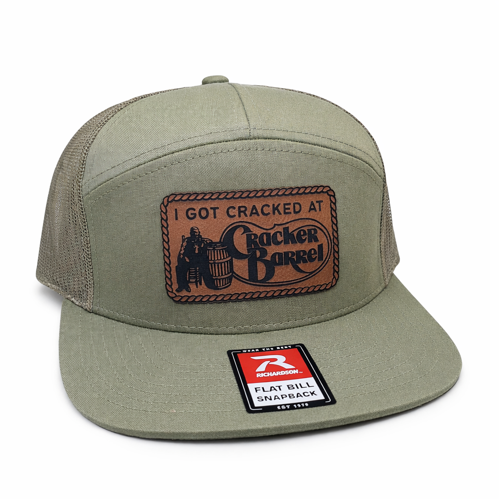 QUICK ORDER I got cracked Hat - brown leather patch