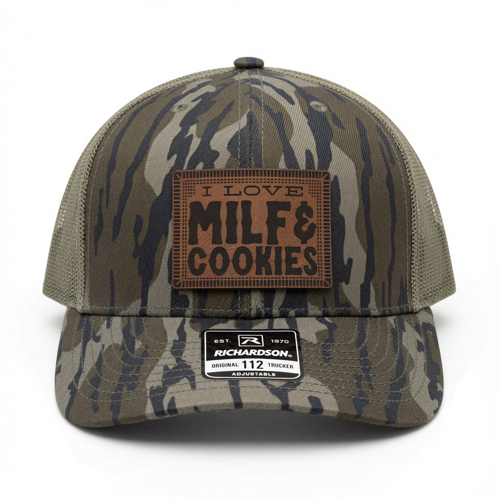QUICK ORDER I love MILF & cookies hat - brown leather patch
