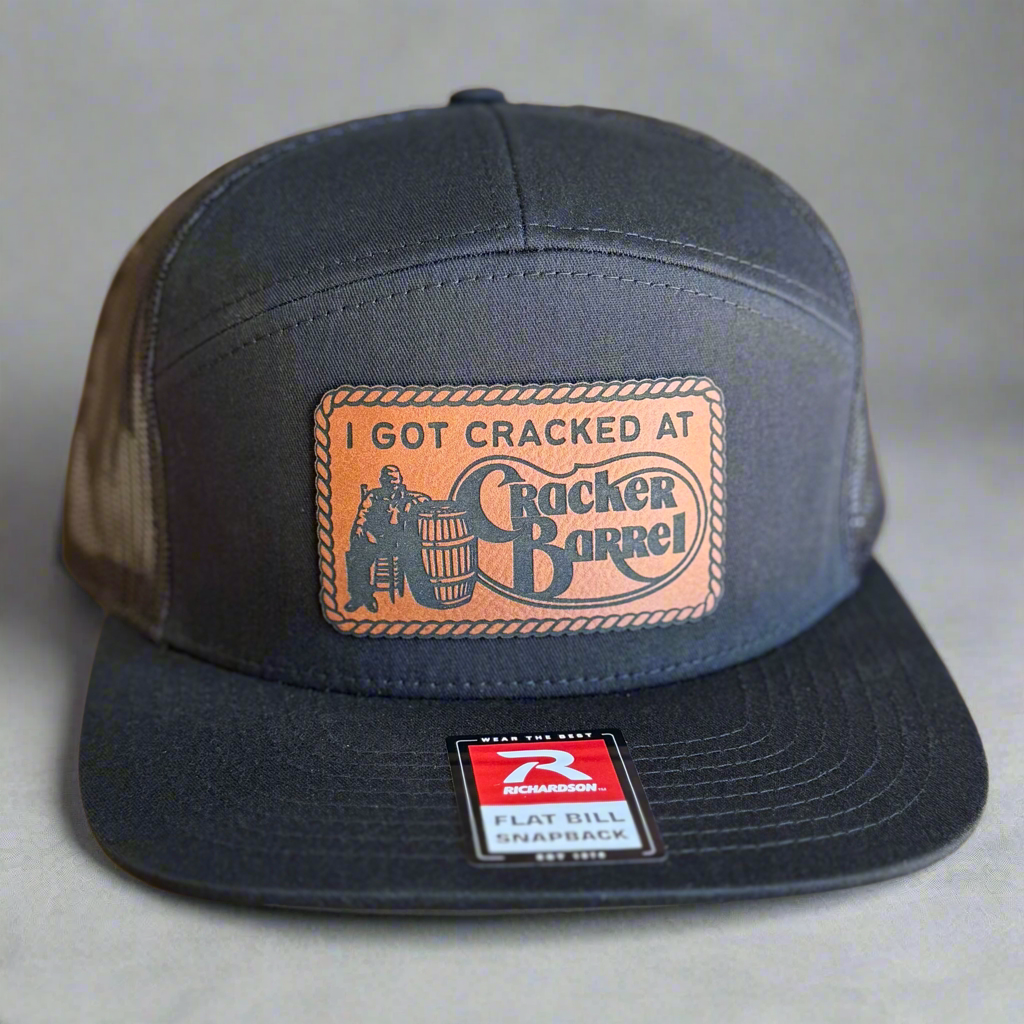 QUICK ORDER I got cracked Hat - brown leather patch