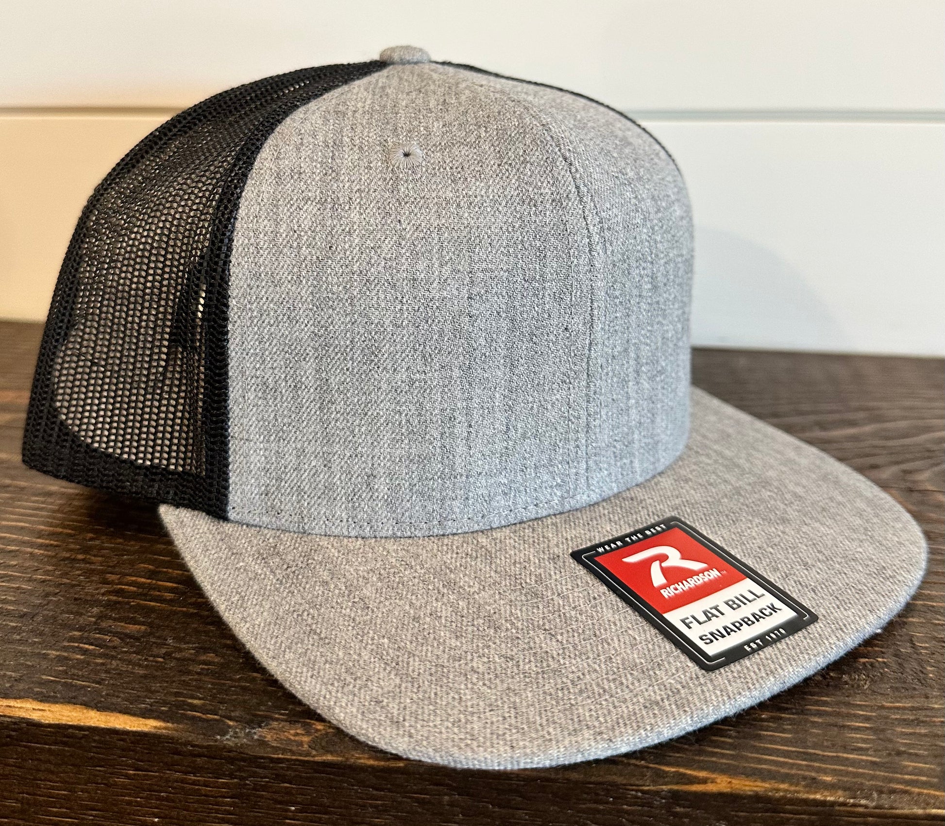 Richardson 511 Flat Bill Trucker Hat Heather Black