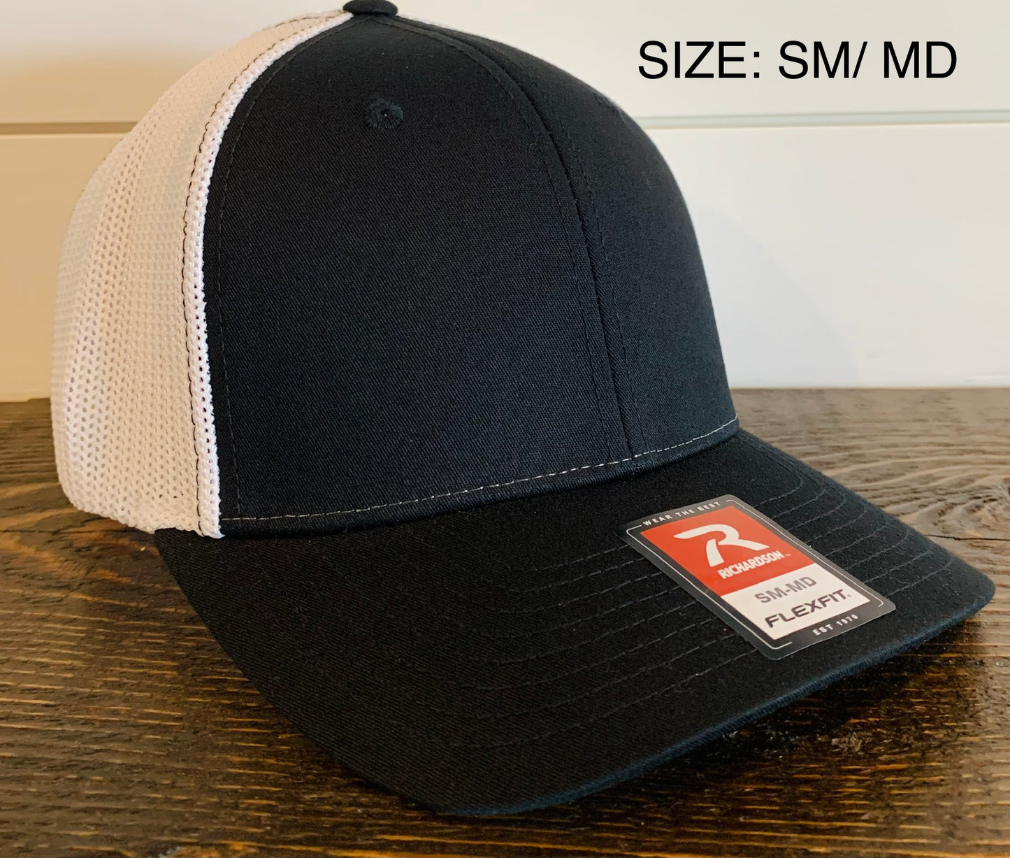 Richardson 110 SM/ MD Flexfit Trucker Hat- Black/ White – Rusty Lids